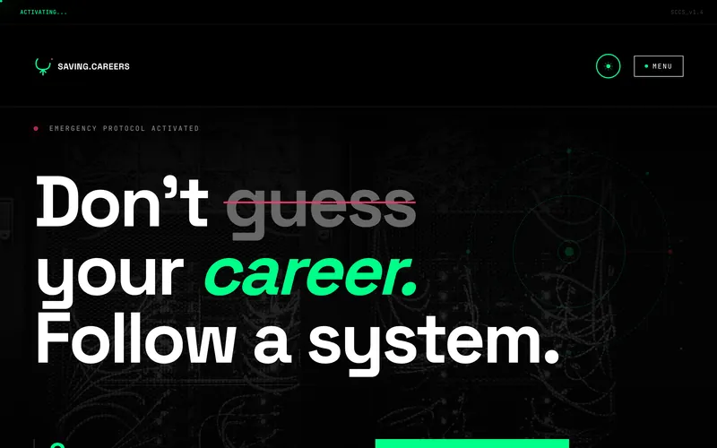 The Saving.Careers front page at saving.careers